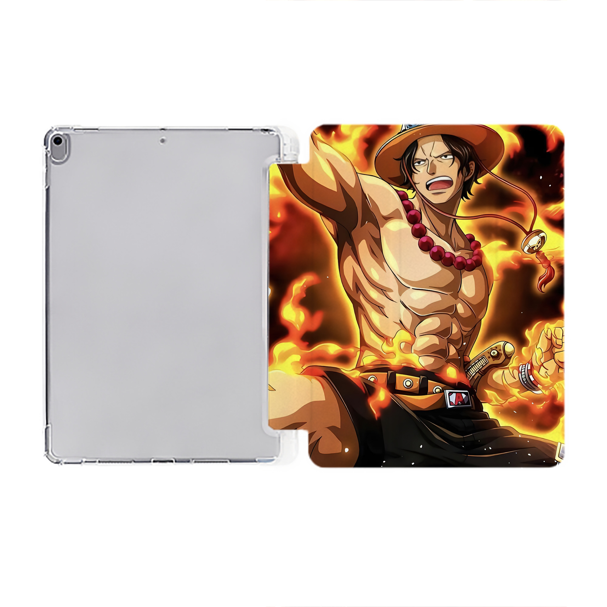 ワンピース ONE PIECE IPad ケース ペン収納付き 三つ折りスタンド PUレザー×シリコン 対応機種9.5/10.5/10.9インチ